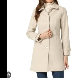 Allegra K Cream Pea Coat for Women